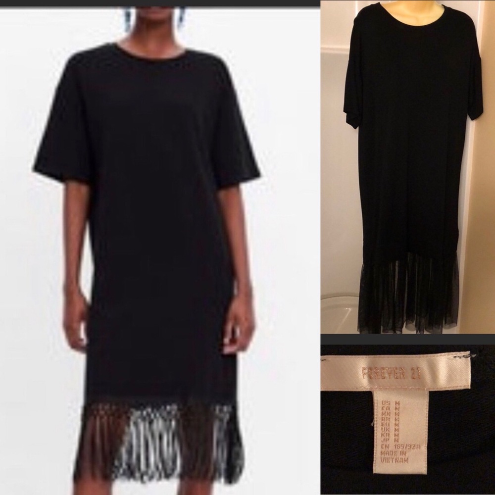 Forever 21 mesh trim black dress M